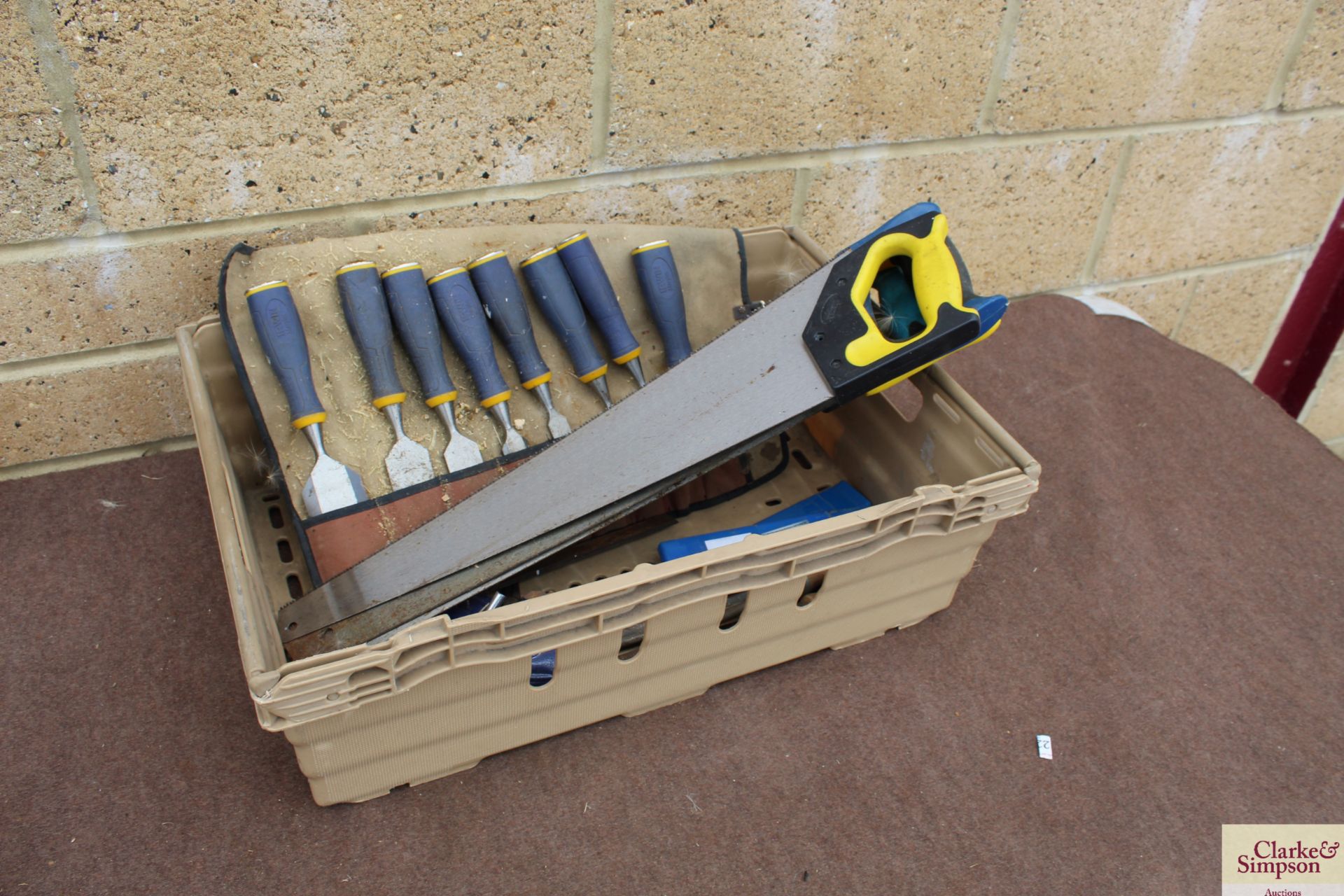 Chisels, saws, files etc. Crate not included.