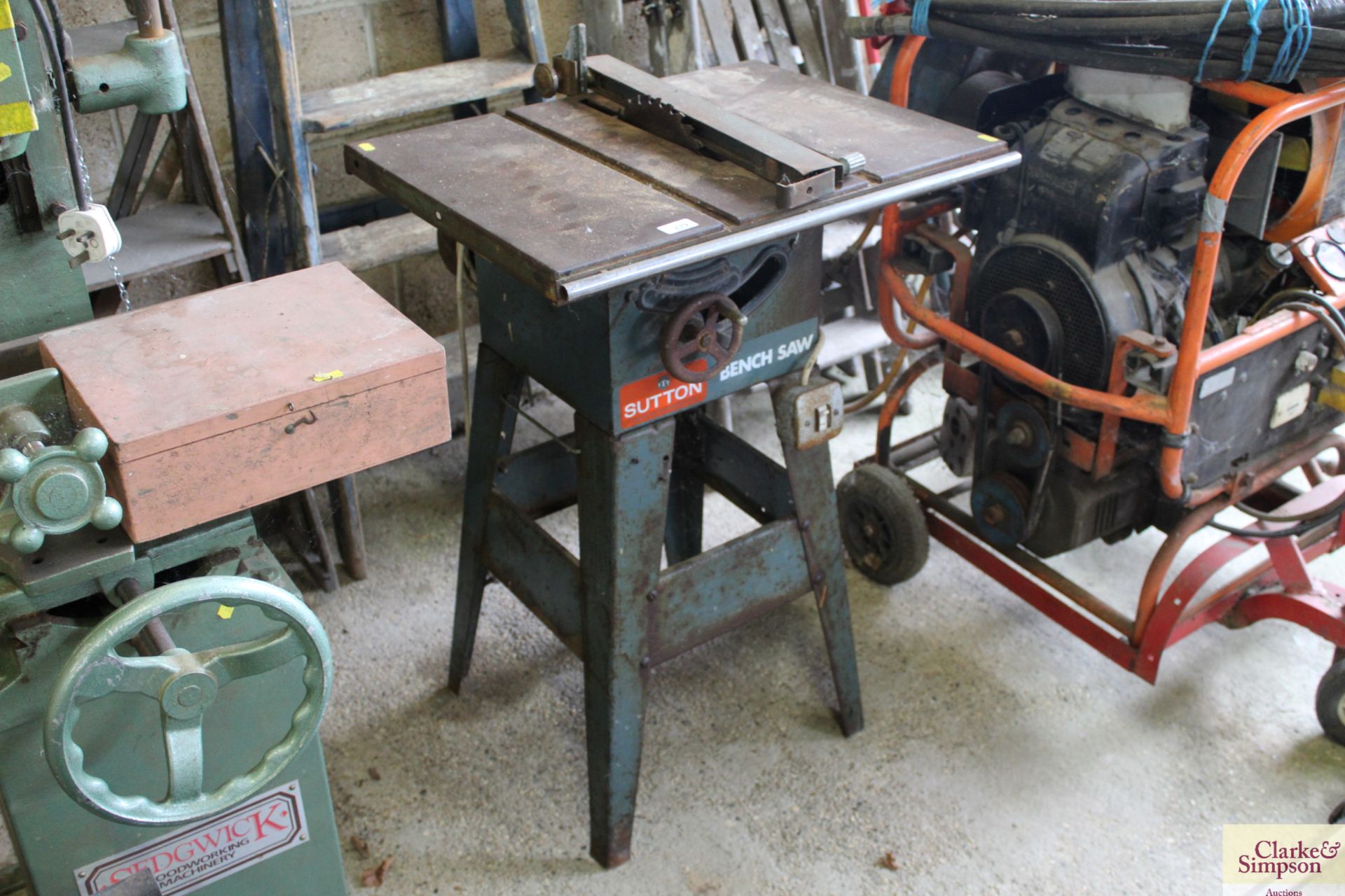 A Sutton 240V belt driven bench saw. - Image 2 of 3