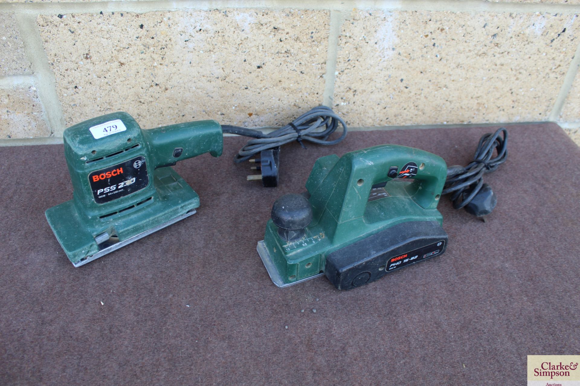 Bosch PSS230 240v orbital sander and Bosch PHO15-82 240v plane.