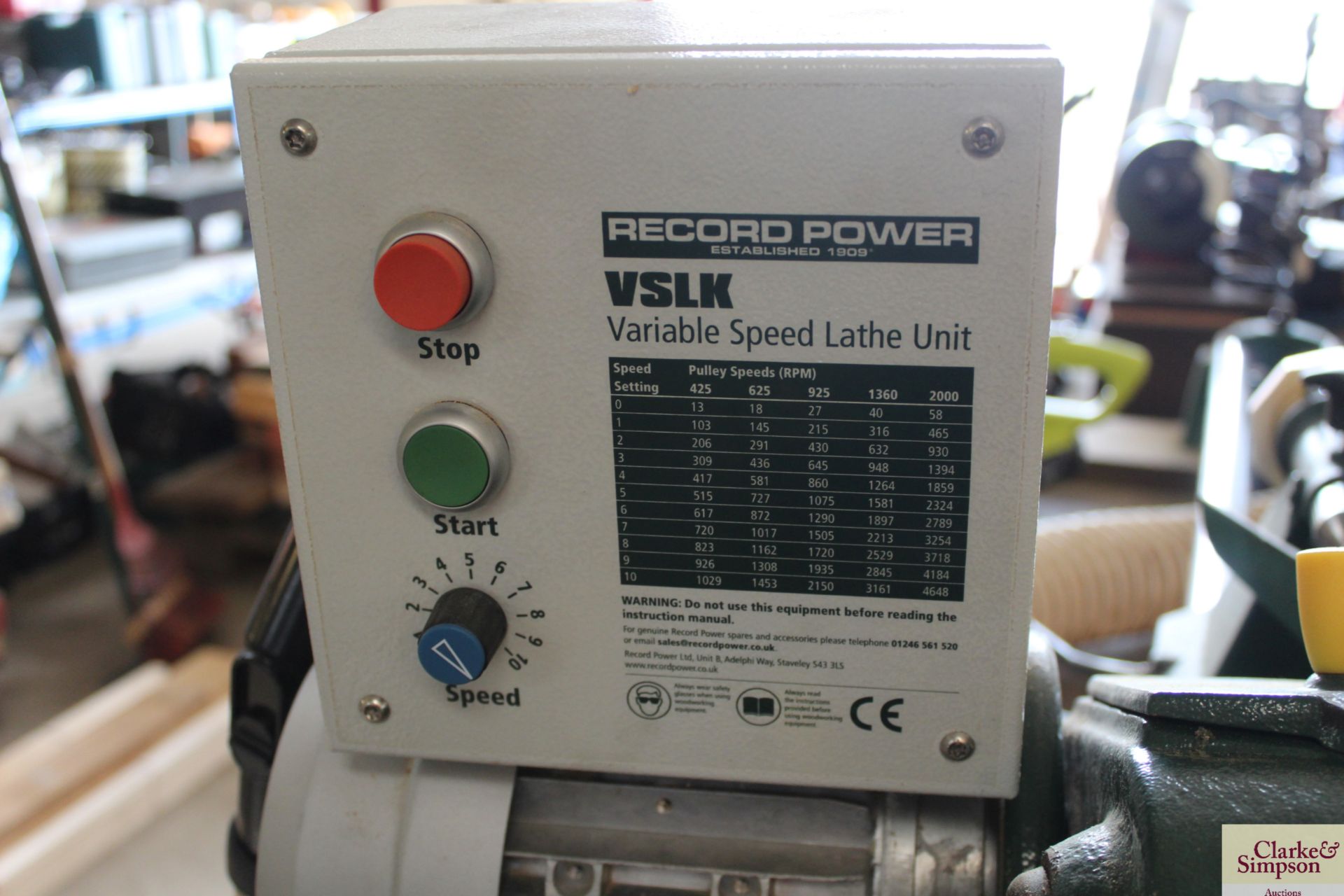 Record Power CL4 240v 36in solid bar bed wood turning lathe with Record Power Variable Speed Lathe - Image 12 of 18