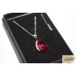 A Sterling silver diamond and rhodite pendant neck