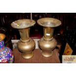 A pair of heavy oriental bronze vases AF