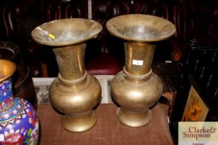 A pair of heavy oriental bronze vases AF