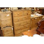 A pine chest of two short and four long drawers