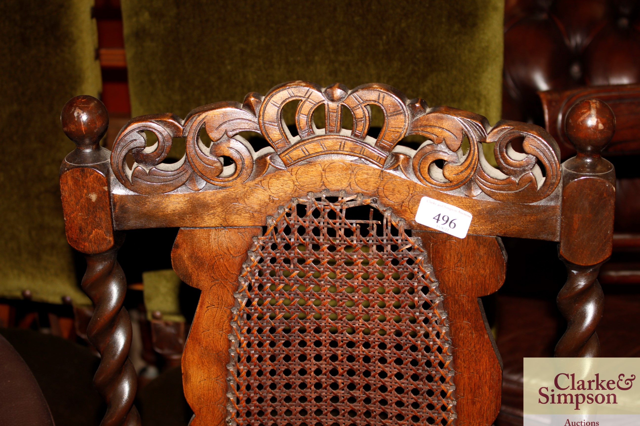 An oak Jacobean style side chair with barleytwist - Image 2 of 2