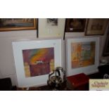 F.P (possibly frank Phillips) pair of watercolours