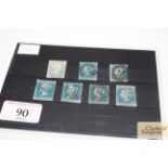 Great Britain Queen Victoria 1841 stamps, 2 penny blue in