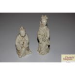 A blanc de chine porcelain figure a Guan Ying; and