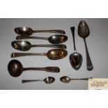 A collection of various silver spoons etc.