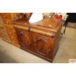 A Victorian mahogany chiffonier with cellarette dr