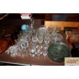 A quantity of various table glassware; fruit bowls