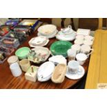 A collection of various china to include cabbage l