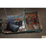 Two boxes of tools including frets saws, Allen key