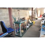 A plastic tool stand and large quantity of garden