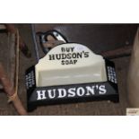 A cast iron "Buy Hudsons Soap" advertising dog bowl (92)