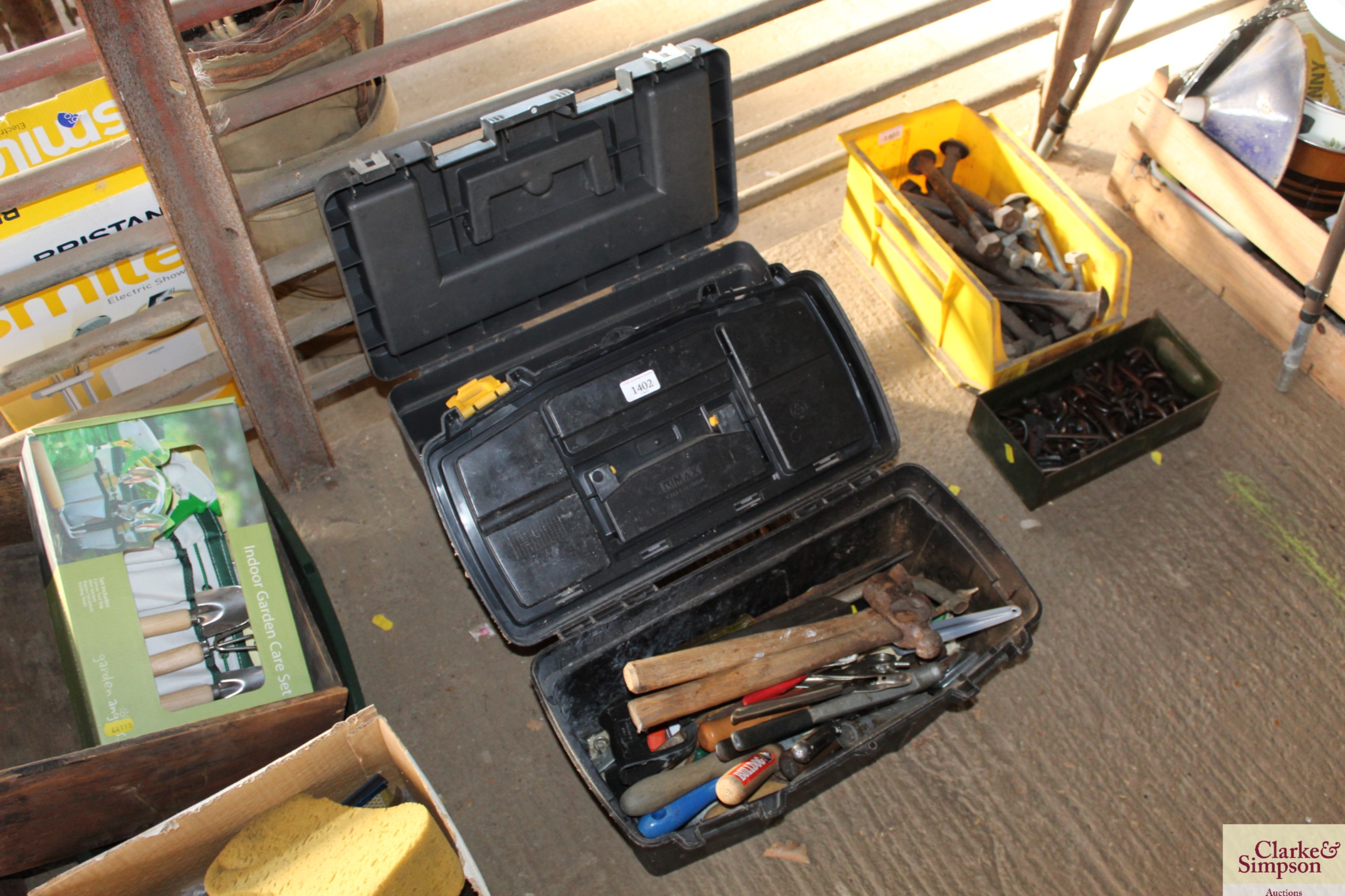 Two plastic tool boxes and contents of tools