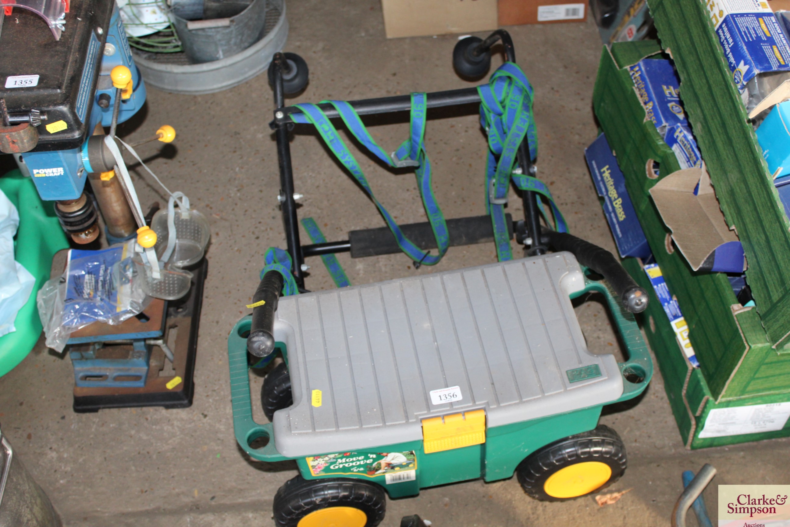 A garden trolley tool box / seat and a cycle carri