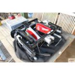 An as new VW folding bicycle carrier for a towing hitch (2/3 bikes) with carrying bag and keys and