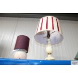 Two table lamps and shades