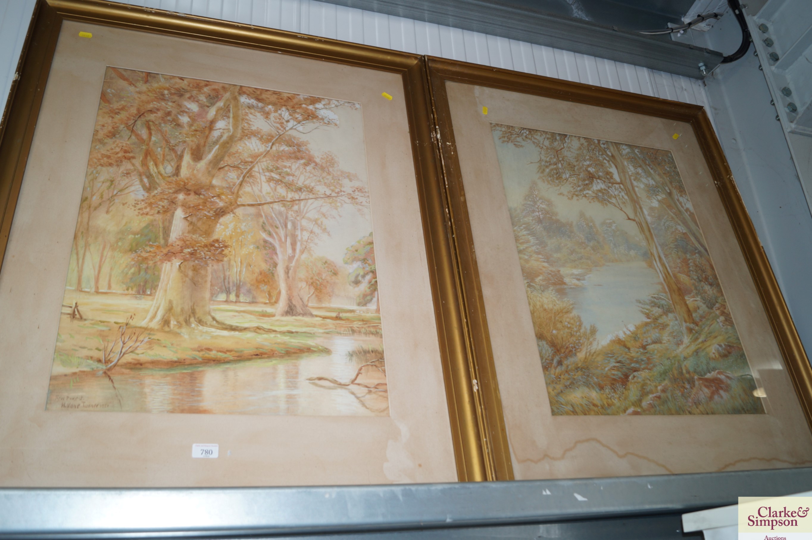 H Vane Turner, two watercolour studies depicting w