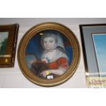 19th Century oil / pastel portrait study, containe