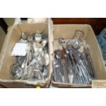 Two boxes of various cutlery to include Mappin & W