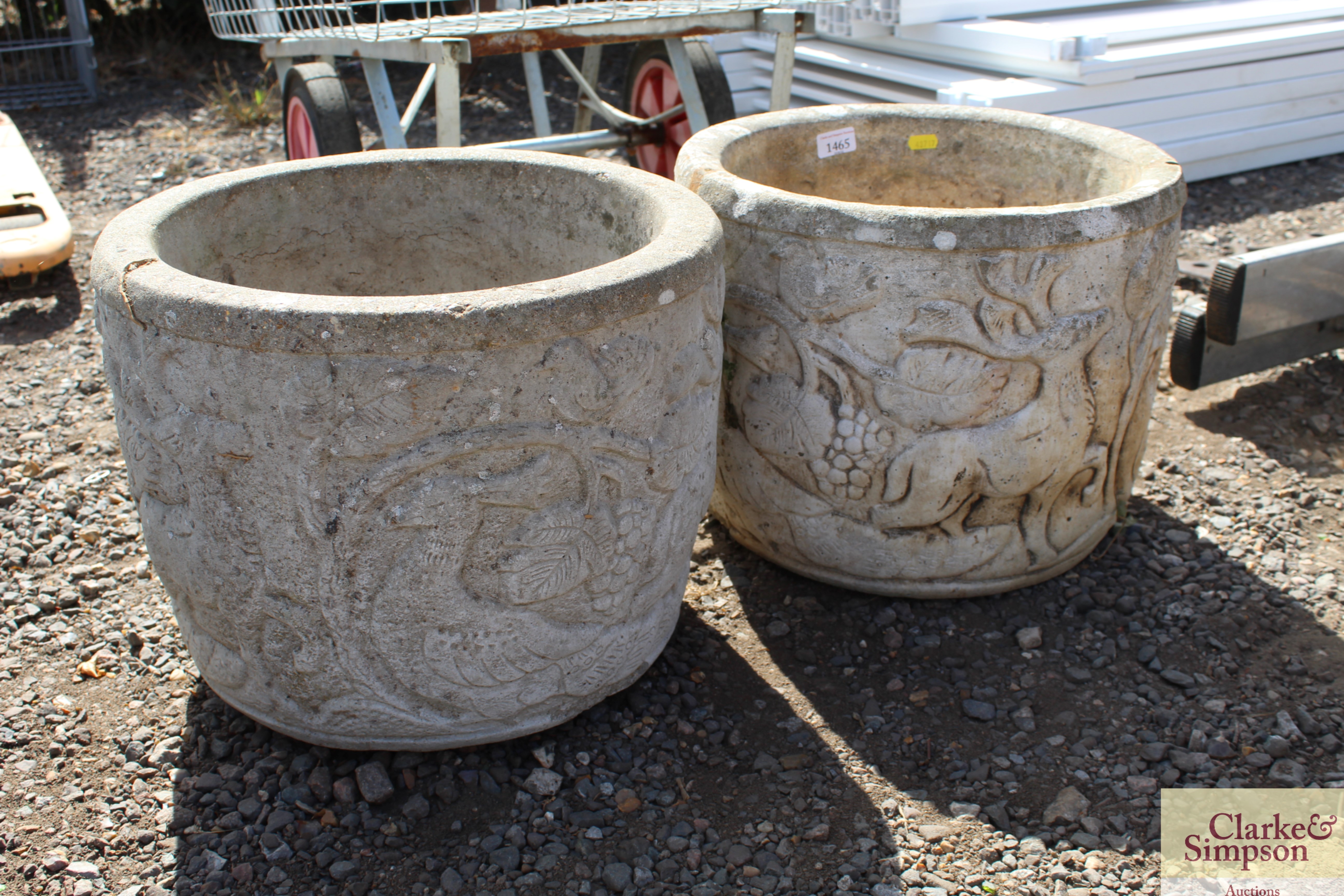 A pair of decorated garden planters - Image 2 of 2