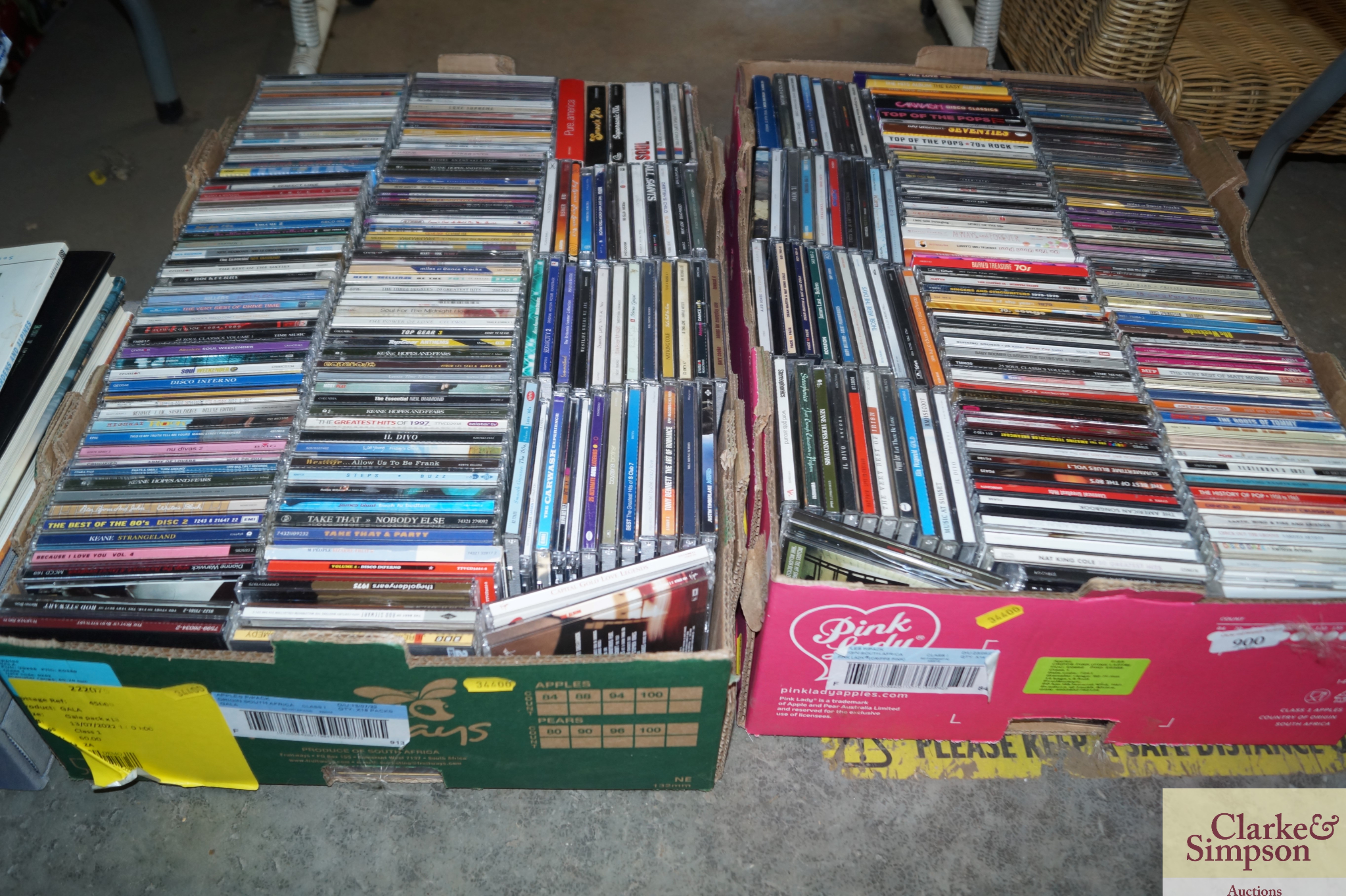 Two boxes of various CDs