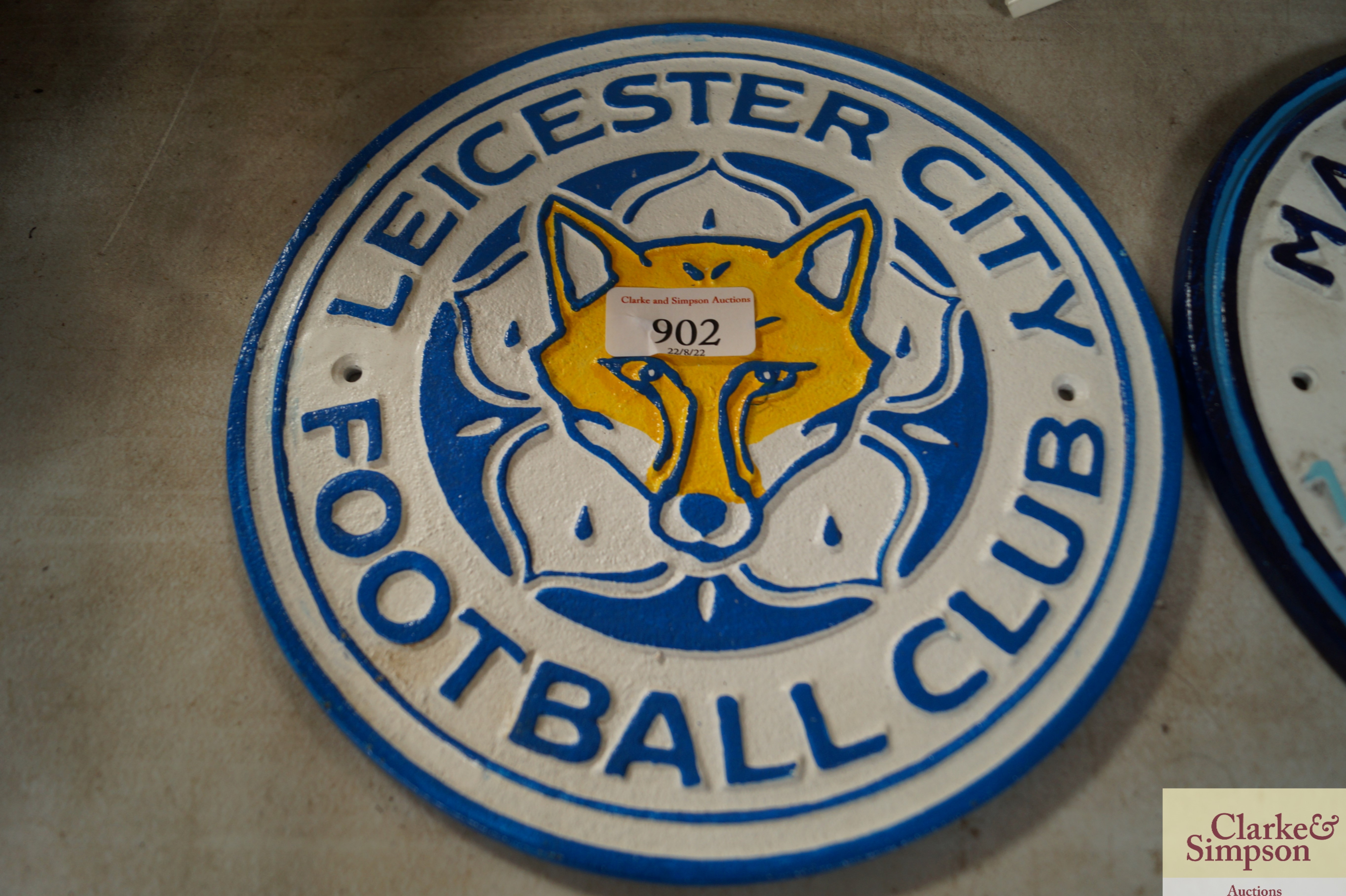 A reproduction Leicester City football plaque