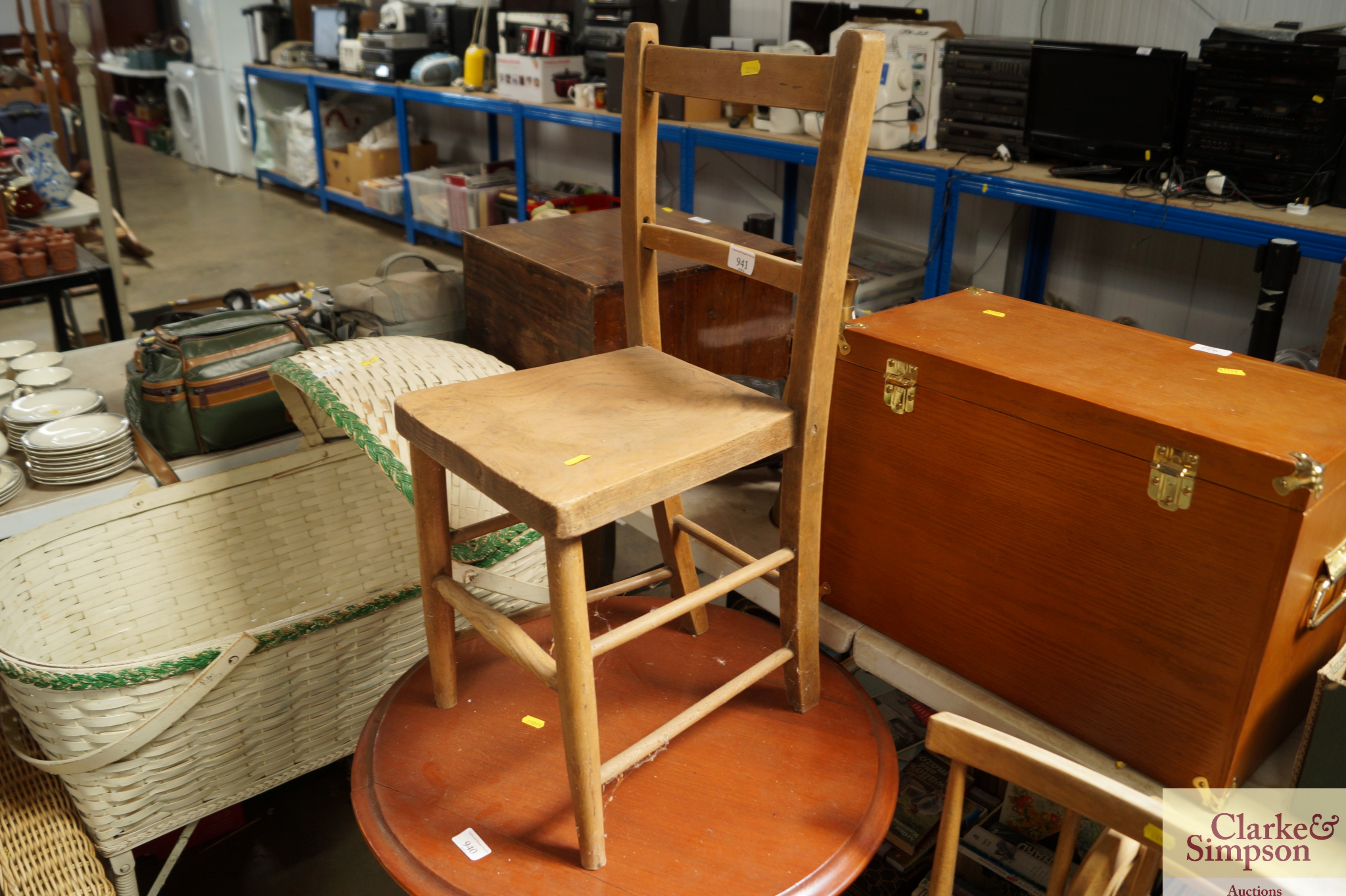 An elm seated child's bar back chair