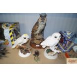 A collection of owl ornaments