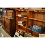 A pine open fronted bookcase