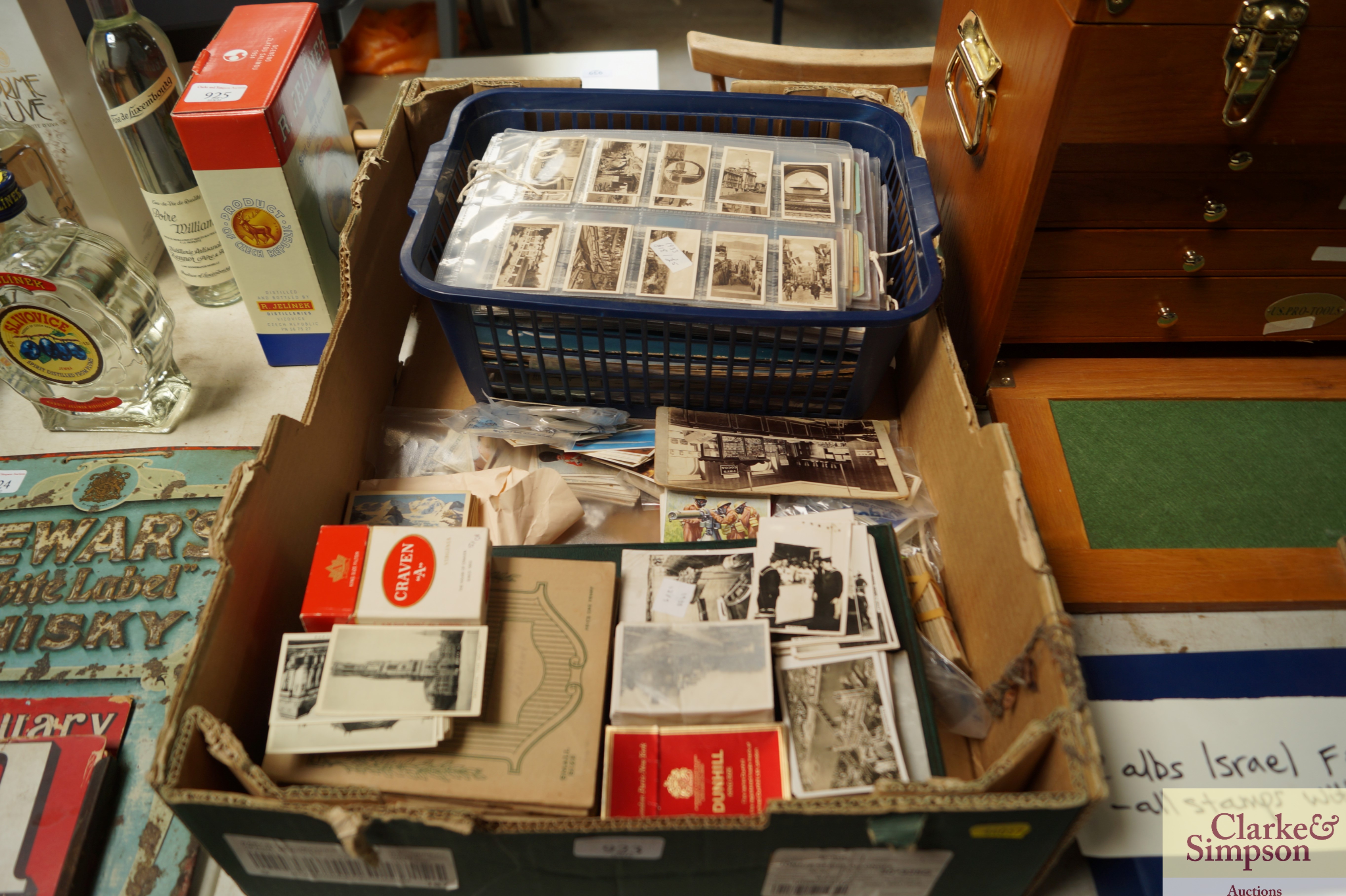 A box containing various trade cards