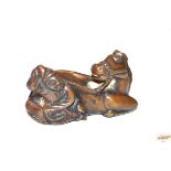 A bronze horse and man scroll weight