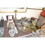 A collection of various metal ware to include and