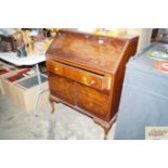 An Edwardian bureau fitted single drawer with a ch