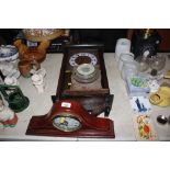 A Highlands mantel clock, barometer and a two hole w