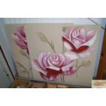 Two fabric canvases depicting flowers