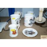 Four commemorative crested china