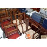 Two mahogany Chippendale style dining chairs toget