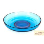 A large blue Studio glass dish, 36.5cm dia.