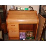 A Danish teak bureau fitted three drawers, 106cm high x 105cm wide x 53cm deep