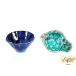 A blue glazed Studio Pottery bowl, impress mark to