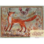 Mark Hearld Born 1974, pencil signed limited edition print of a fox and chicken, 50/75, 55cm x 75cm