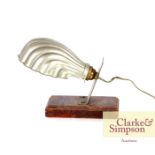 An Art Deco design shell shaped table lamp