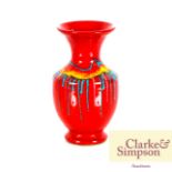 A 1970's red and drip glazed Italian pottery vase