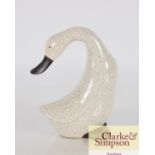A Studio Pottery figure of a duck with crackle gla