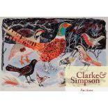 Mark Hearld Born 1974, limited edition depicting birds in the snow 43/50. Image size is