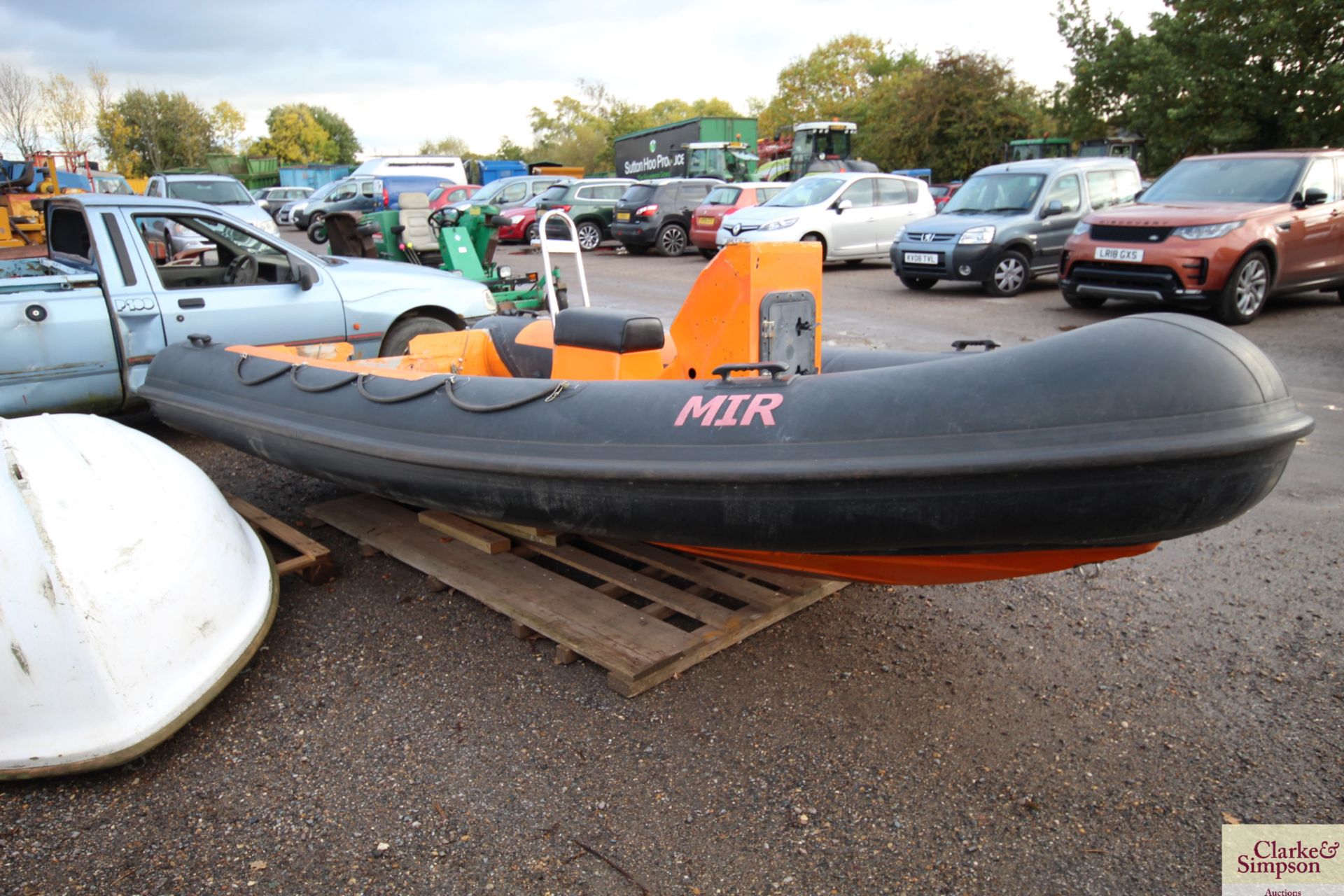 Mir 17ft rib. With fibreglass hull, consol and seat. No trailer, outboard or steering. - Image 4 of 8