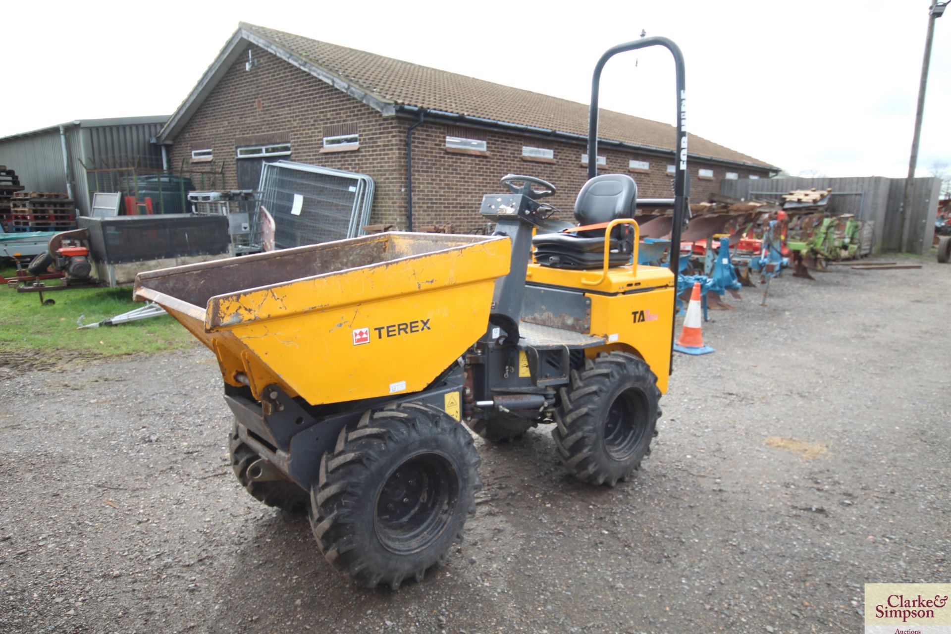 Terex TA1 EH 1T hydrostatic 4WD skip loading dumper. 2015. 1,128 hours. Serial number